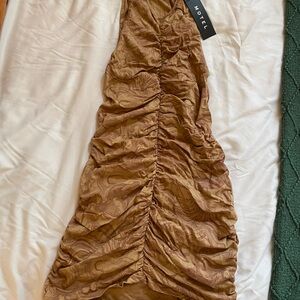 Motel Rocks Brown Ruched Mini Dress